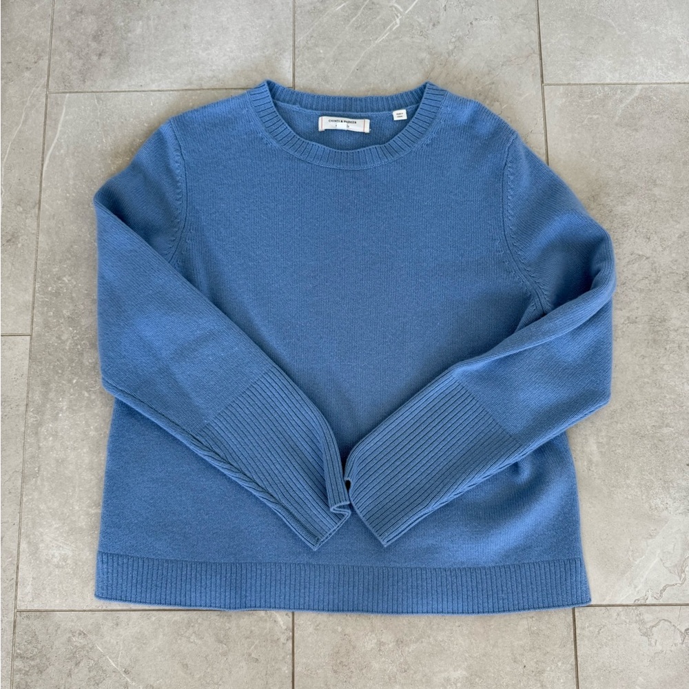 Chinti & Parker Blue Cashmere Crewneck Sweater size Small